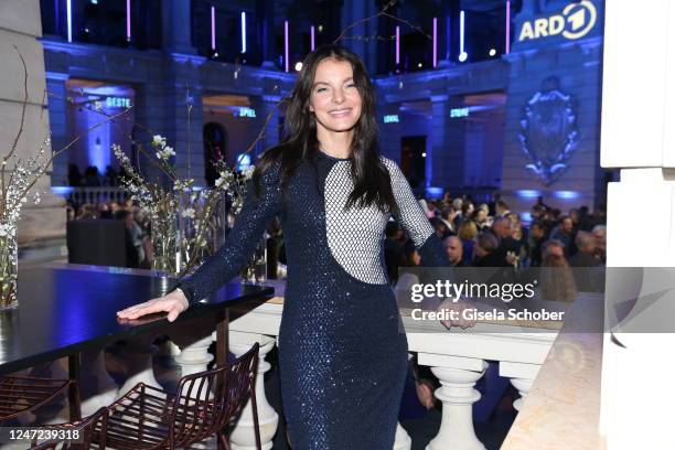 Yvonne Catterfeld attends the ARD Blue Hour 2023 on the occasion of the 73rd Berlinale International Film Festival at Museum for Communication on...