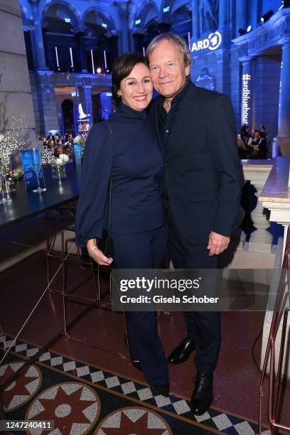 Sandra Maischberger, Jan Kerhart at the ARD Blue Hour 2023 on the occasion of the 73rd Berlinale International Film Festival at Museum for...