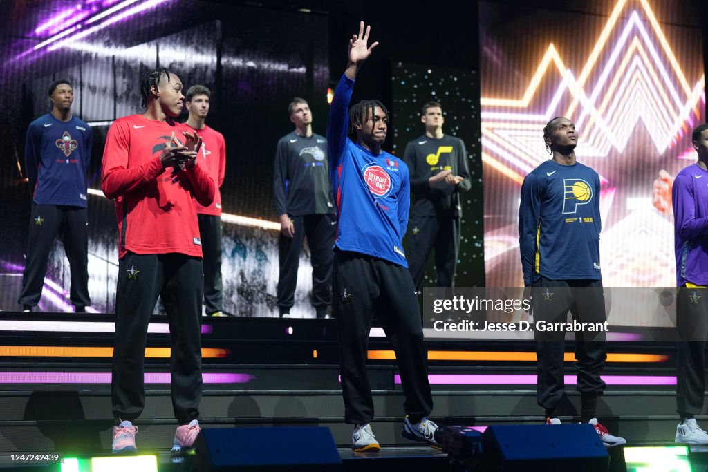 Spring Stars Game Jaden Ivey of Team Pau is introduced during Jordan Rising Stars Game ...