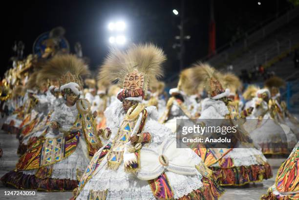 Samba schools parade on the first day of Rio Carnival at the Sapucai Sambodromo, central area of the city, Brazil, on February 17, 2023.