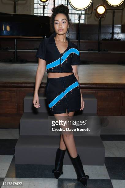Leigh-Anne Pinnock attends the Ahluwalia front row during London Fashion Week February 2023 at St. John Smith Square on February 18, 2023 in London,...