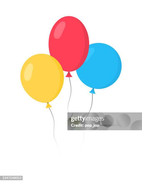 氣球束集 - 卡通平面風格。隔離在白色上。向量 - balloon 幅插畫檔、美工圖案、卡通及圖標