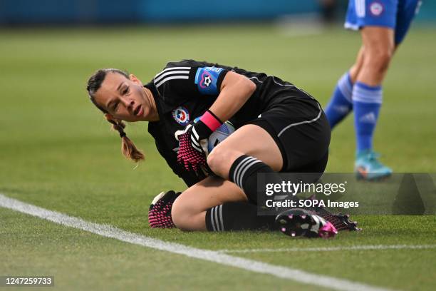 Christiane Endler of Chile Women's National soccer team seen in action during the FIFA Women's World Cup 2023 Playoff held at the North Harbour...