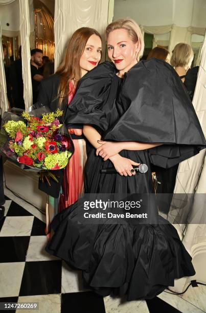 Designer Roksanda Ilincic and Arch Hades attend the Roksanda front row during London Fashion Week February 2023 at Claridge's Hotel on February 18,...