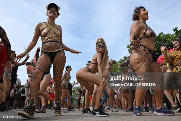 Graphic content / Revellers perform during a street party called Amigos Da Onca close to Flamengo beach in Rio de Janeiro, Brazil, on February 18,...