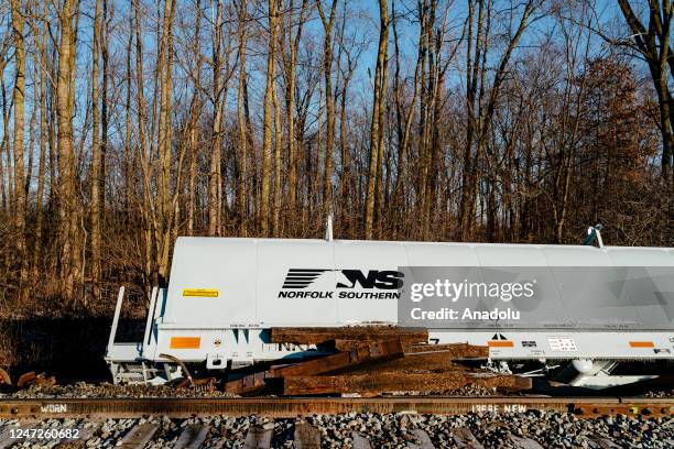 Train derails in Michigan with several cars veering off track in Van Buren Township, in Michigan, United States on February 18, 2023. There are no...