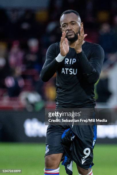 Jordan Ayew of Crystal Palace wearing remembrance shirt in memory of Christian Atsu during the Premier League match between Brentford FC and Crystal...