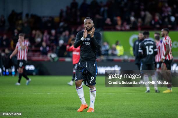 Jordan Ayew of Crystal Palace wearing remembrance shirt in memory of Christian Atsu during the Premier League match between Brentford FC and Crystal...