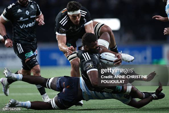 Boris Ratsch Rugby Racing92's French lock Boris Palu fights with Brive's defence during ...