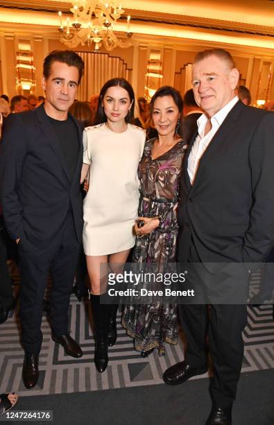 Colin Farrell, Ana de Armas, Michelle Yeoh and Brendan Gleeson attend The 95th Oscars Nominees Reception at Claridge's Hotel on February 18, 2023 in...