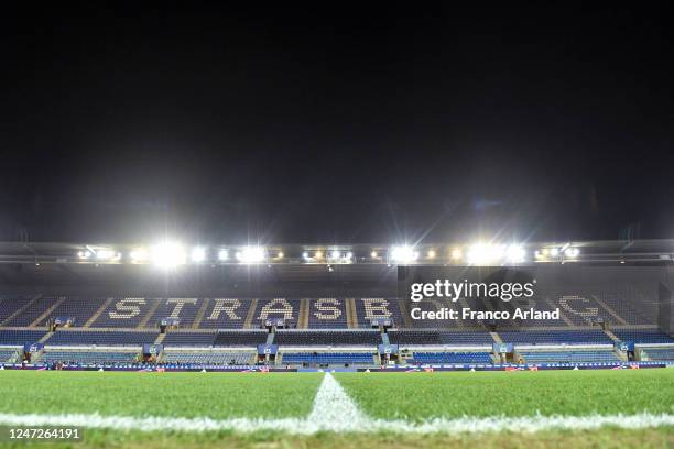 Stade de la Meinau before the Ligue 1 Uber Eats match between RC Strasbourg and Angers SCO at Stade de la Meinau on February 18, 2023 in Strasbourg,...