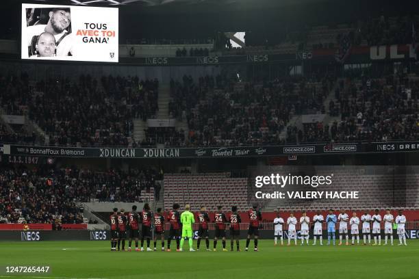 Nice's and Reims' players pay tribute to the daughter of Nantes' Cameroonian forward Ignatius Ganago, who died , ahead of the French L1 football...