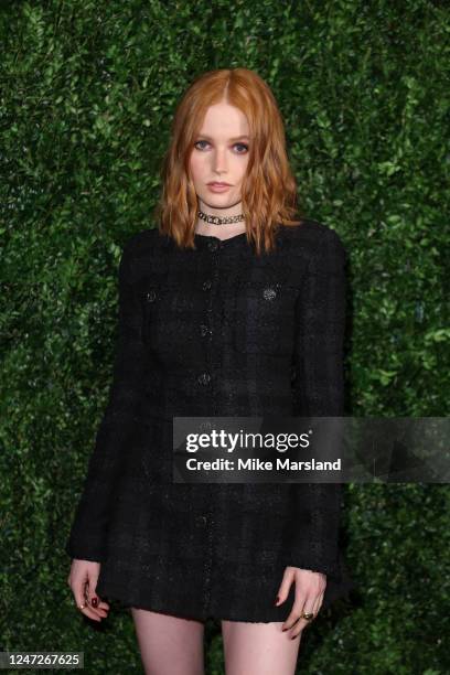 Ellie Bamber attends the Charles Finch x CHANEL Pre-BAFTA Dinner at 5 Hertford Street on February 18, 2023 in London, England.