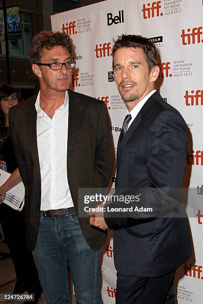 Director Pawel Pawlikowski and actor Ethan Hawke arrive at the premiere of "The Woman In The Fifth" at Winter Game Theatre during the 2011 Toronto...