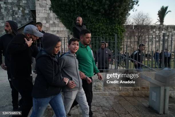 Israeli forces detains 7 Palestinians, 5 of which are children at the Damascus Gate in Jerusalem on February 18, 2023.