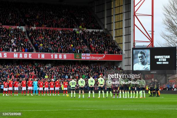 Minutes silence in memory of Christian Atsu during the Premier League match between Nottingham Forest and Manchester City at the City Ground,...