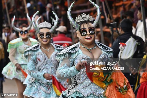 Dancers of the La Diablada group perform during the Oruro Carnival in Oruro, Bolivia on February 18, 2023. - The Oruro Carnival is declared...