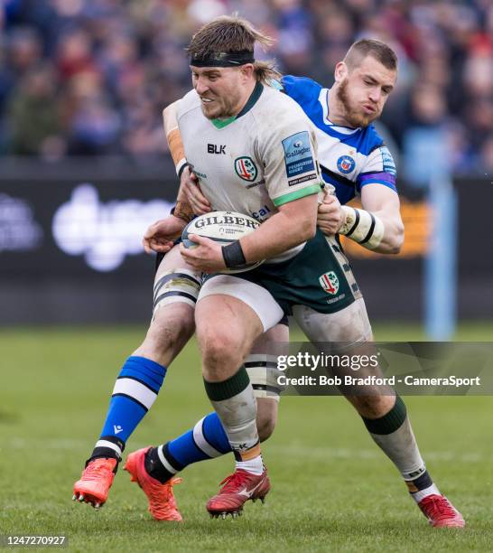 London Irish's Facundo Gigena in action during the Gallagher Premiership Rugby match between Bath Rugby and London Irish at Recreation Ground on...