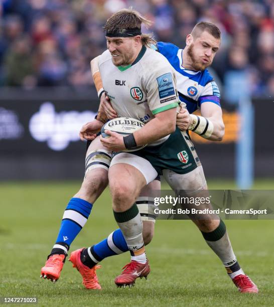 London Irish's Facundo Gigena in action during the Gallagher Premiership Rugby match between Bath Rugby and London Irish at Recreation Ground on...