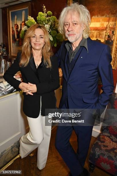 Jeanne Marine and Sir Bob Geldof attend The Charles Finch & CHANEL 2023 Pre-BAFTA Party at 5 Hertford Street on February 18, 2023 in London, England.