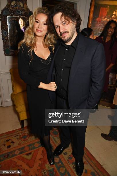 Julia Bender and Edgar Wright attend The Charles Finch & CHANEL 2023 Pre-BAFTA Party at 5 Hertford Street on February 18, 2023 in London, England.