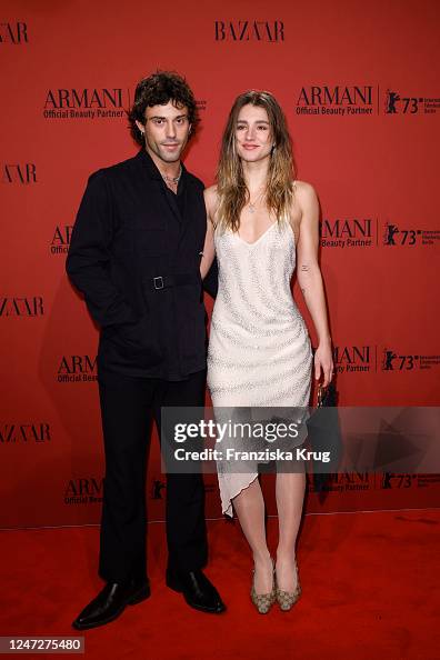 Aaron Altaras and Julia Ritter attend the ARMANI Beauty X Harper's