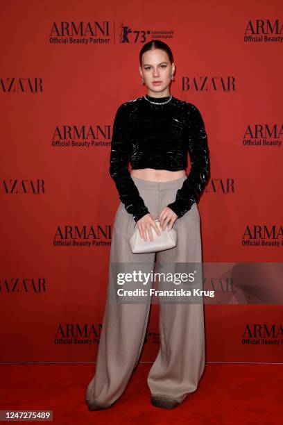 Alicia von Rittberg attends the ARMANI Beauty X Harper's Bazaar Dinner during the 73rd Berlinale International Film Festival at The Feuerle...