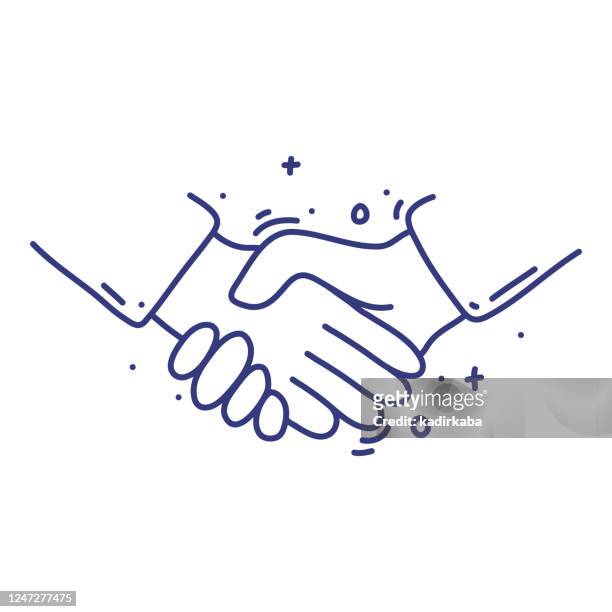 handshake doodle vector illustration concept. hand drawn, line icons. - shaking hands stock illustrations