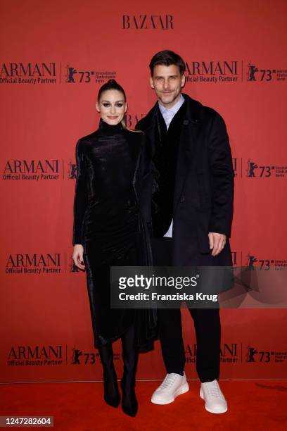 Olivia Palermo and Johannes Huebl during the ARMANI Beauty X Harper's Bazaar Dinner on the occasion of the 73rd Berlinale International Film Festival...