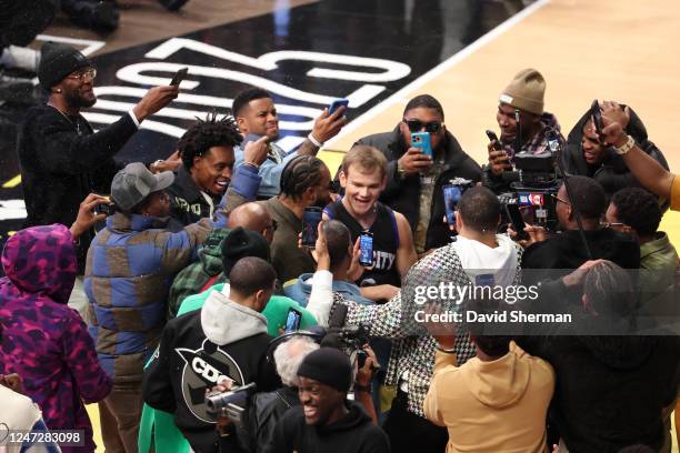 Mac McClung of the Philadelphia 76ers celebrates after a dunk during the AT&T Slam Dunk as part of 2023 NBA All Star Weekend on Saturday, February...