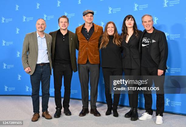 Executive producer Drew Vinton, US producer Matt Damon, director Nenad Cicin-Sain, producer Sarah Anthony, an unidentified team member and...