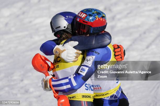 Henrik Kristoffersen of Team Norway wins the gold medal, Aj Ginnis of Team Greece wins the silver medal during the FIS Alpine World Cup Championships...