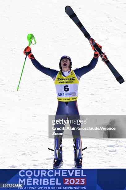 Henrik Kristoffersen of Team Norway wins the gold medal during the FIS Alpine World Cup Championships Men's Slalom on February 19, 2023 in Courchevel...