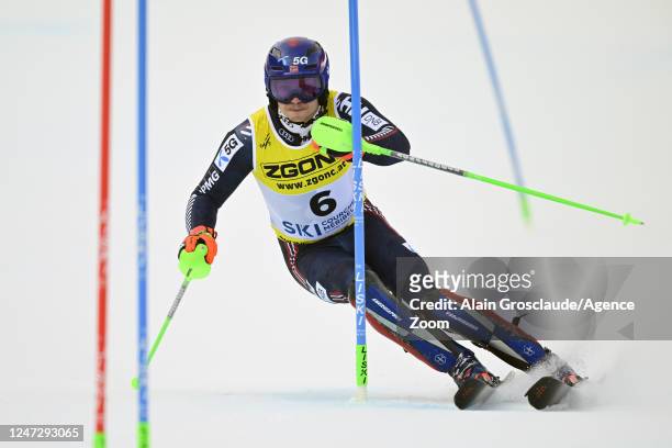 Henrik Kristoffersen of Team Norway wins the gold medal during the FIS Alpine World Cup Championships Men's Slalom on February 19, 2023 in Courchevel...