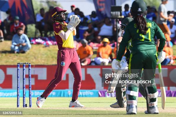 West Indies' Rashada Williams catches the ball dismissing Pakistan's