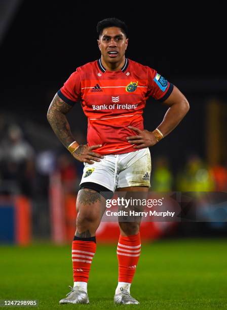 Limerick , Ireland - 17 February 2023; Malakai Fekitoa of Munster during the United Rugby Championship match between Munster and Ospreys at Thomond...