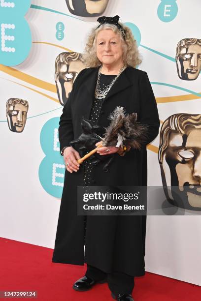 Jenny Beavan arrives at the EE BAFTA Film Awards 2023 at The Royal Festival Hall on February 19, 2023 in London, England.