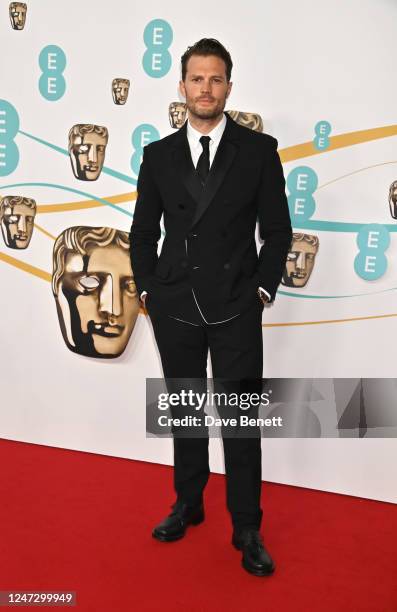 Jamie Dornan arrives at the EE BAFTA Film Awards 2023 at The Royal Festival Hall on February 19, 2023 in London, England.