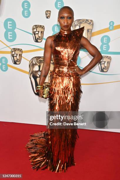 Cynthia Erivo arrives at the EE BAFTA Film Awards 2023 at The Royal Festival Hall on February 19, 2023 in London, England.