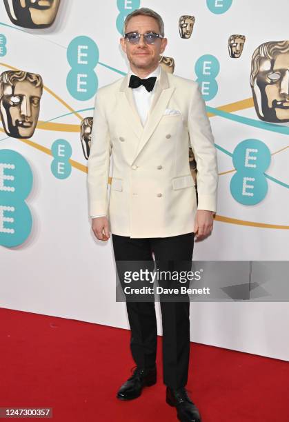 Martin Freeman arrives at the EE BAFTA Film Awards 2023 at The Royal Festival Hall on February 19, 2023 in London, England.