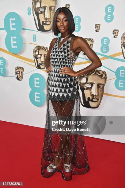 Odudu arrives at the EE BAFTA Film Awards 2023 at The Royal Festival Hall on February 19, 2023 in London, England.