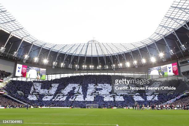 Tottenham fans put on a display that says "Harry" after Harry Kane broke the club goal scoring record recently during the Premier League match...