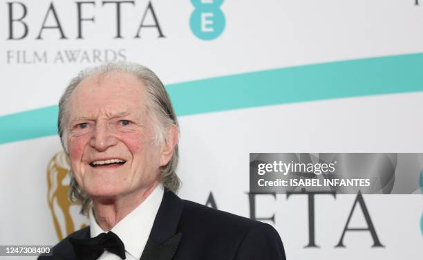 Actor David Bradley poses on the red carpet upon arrival at the BAFTA British Academy Film Awards at the Royal Festival Hall, Southbank Centre, in...
