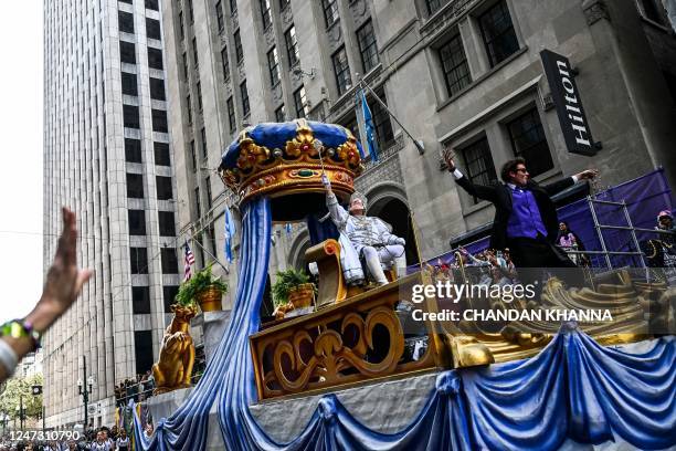 Float is seen in the 2023 Krewe of Okeanos parade during Mardi Gras in New Orleans, Louisiana, on February 19, 2022.