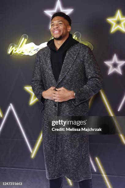 Giannis Antetokounmpo of the Milwaukee Bucks poses for a photo before the NBA All-Star Game as part of 2023 NBA All Star Weekend on Sunday, February...