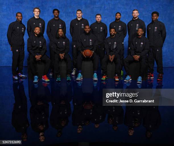 The Western Conference All Stars pose for a group photo during the NBA All-Star Game as part of 2023 NBA All Star Weekend on Sunday, February 19,...