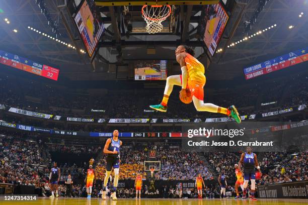 Ja Morant of Team Giannis dunks the ball during the NBA All-Star Game as part of 2023 NBA All Star Weekend on Sunday, February 19, 2023 at Vivint...