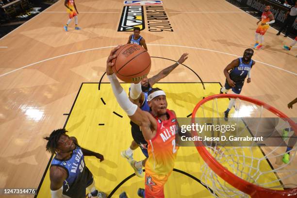 Shai Gilgeous-Alexander of Team Giannis dunks the ball during the NBA All-Star Game as part of 2023 NBA All Star Weekend on Sunday, February 19, 2023...