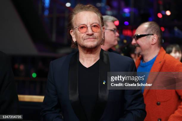 Singer and frontman Bono guest for kiss the future at the "Ingeborg Bachmann - Reise in die Wueste" premiere during the 73rd Berlinale International...