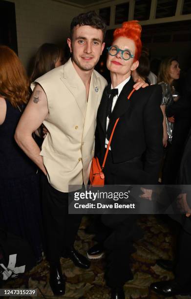 Paul Mescal and Sandy Powell attend Netflix's annual BAFTA Awards afterparty at Chiltern Firehouse on February 19, 2023 in London, England.